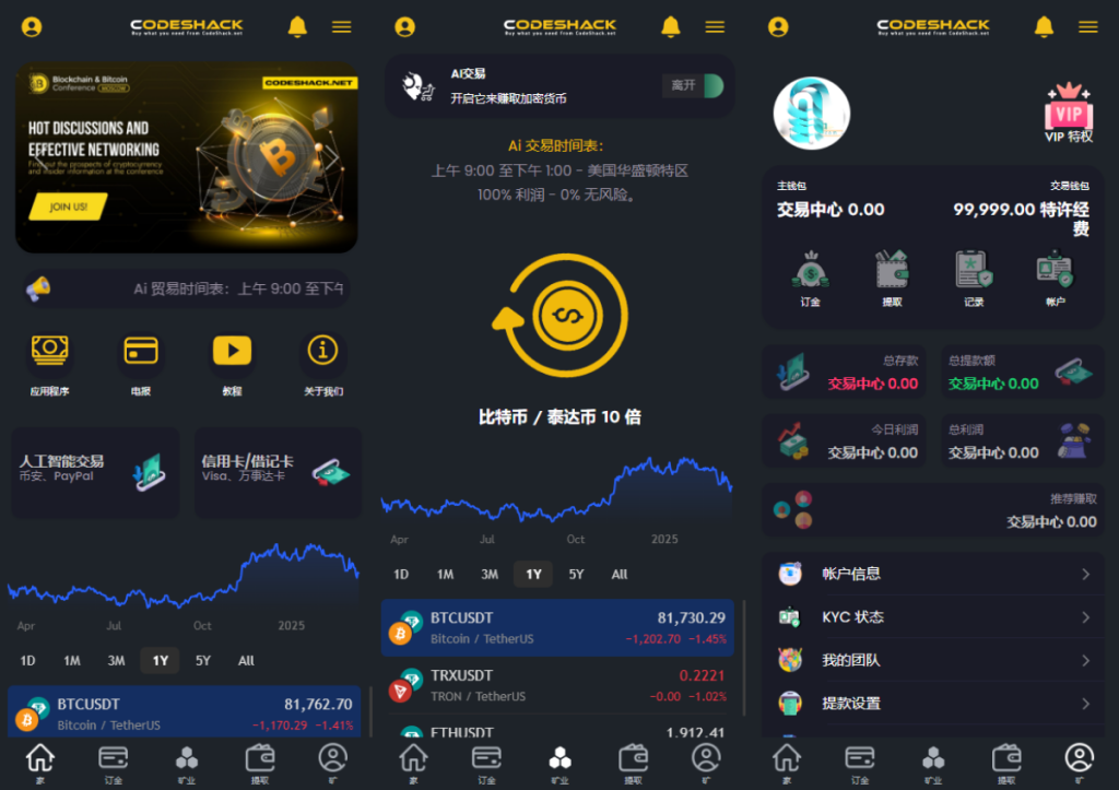 AI量化投资源码 海外版区块链理财交易所源码 ai交易源码-淘金源码